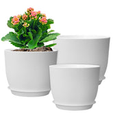 WSMKSZ 10 inch white flower pot with drainage holes