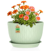 WSMKSZ 12 inch green plant pot with water ripple design