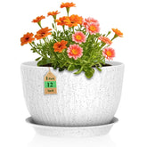 WSMKSZ 12-inch water ripples flower pot front view, white with black speckles