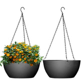 WSMKSZ 13-inch black hanging planter front view with chain