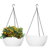 WSMKSZ 13-inch white hanging planter with chain and rubber stopper