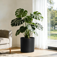 WSMKSZ 14 Inch Heavy-Duty Cylinder Deep Planter in outdoor setting