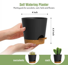 WSMKSZ 4 inch self watering pots set of six with removable saucers