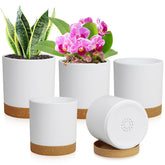 WSMKSZ 5 pack cylindrical flower pots in white and brown colors