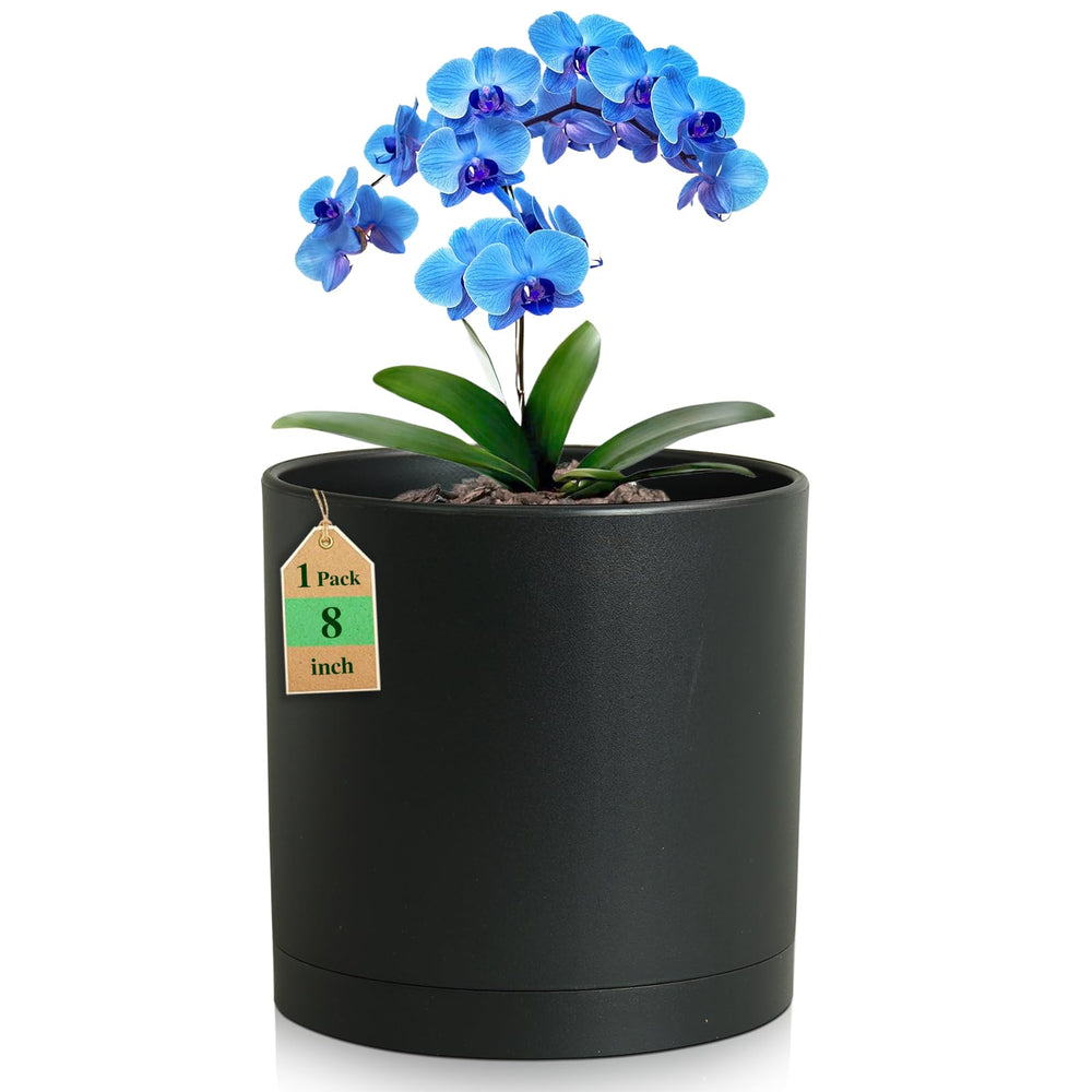 WSMKSZ 8 Inch Medium Plant Pot black with frosted finish