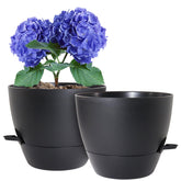 WSMKSZ 8 inch self watering pot black front view