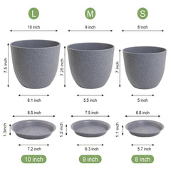 WSMKSZ 8 inch speckled grey plant pot with saucer