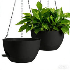 WUCEIAUU 13-inch black hanging planter front view