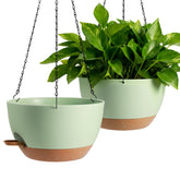WUCEIAUU 13-inch green-brown hanging planter front view