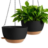 WUCEIAUU 13-inch hanging planter set in black-brown front view