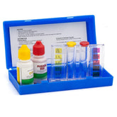 WWD POOL 2 Way Test Kit front view with included solutions