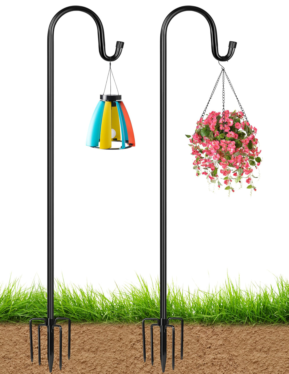 XDW-GIFTS Bird Feeder Pole 92 Inch black shepherd hook front view