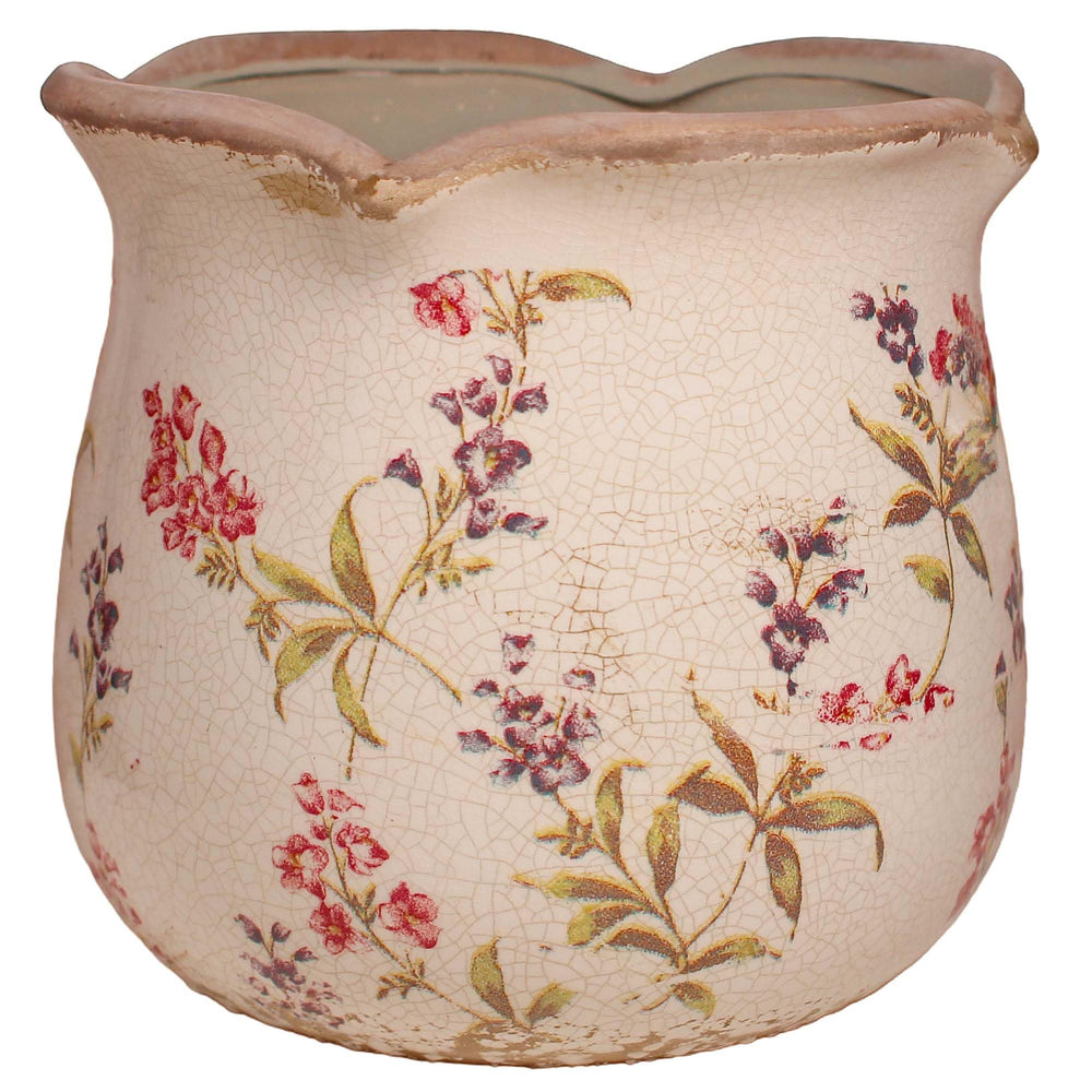Xiaan Jiaju Ceramic Flower Pot front view in Cottage Meadow