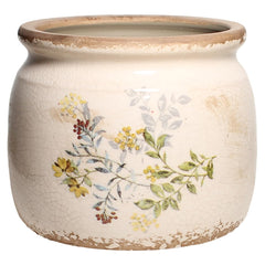 Xiaan Jiaju ceramic planter pot front view in Yellow Sage