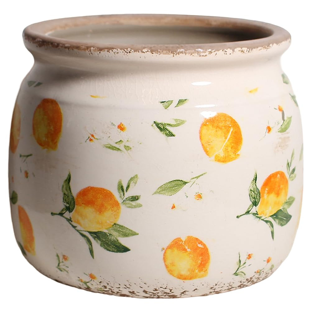 Xiaan Jiaju Lemon Ceramic Planter front view, 6.3 inches