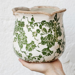 Xiaan Jiaju Vintage Ceramic Planter displayed with indoor plants