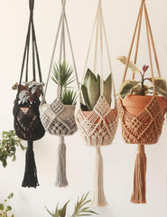 XINBOR 4 pack macrame hanging planters in various colours