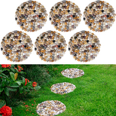 Xindian Natural River Rock Stepping Stones 9-inch round mat front view