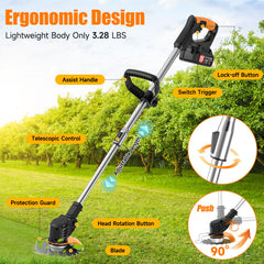 Xinweilan Electric Weed Wacker showing included cutting blades
