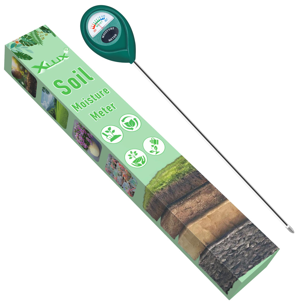 XLUX Long Probe Soil Moisture Meter front view with large dial