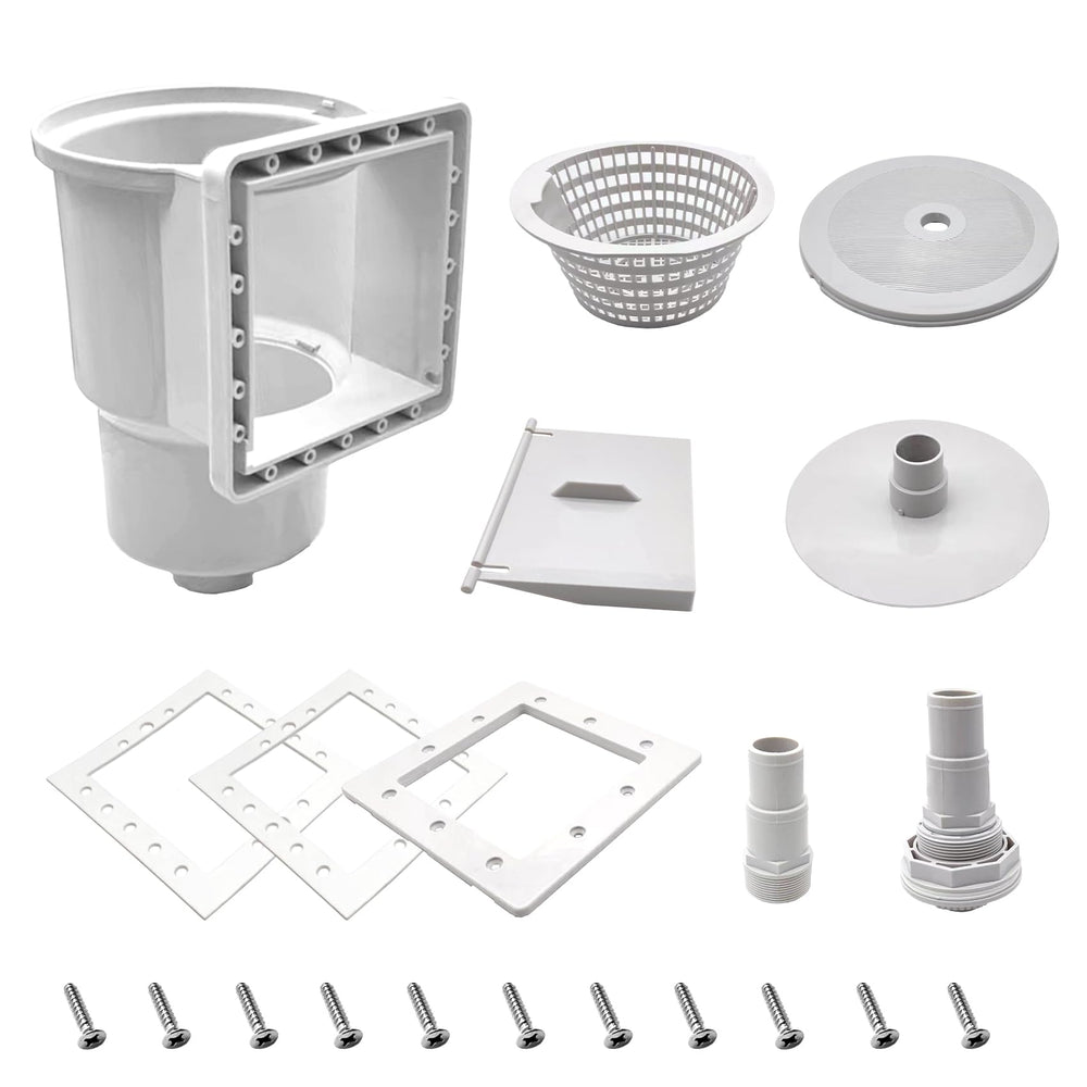 Xmnbl Above Ground Pool Skimmer front view with accessories