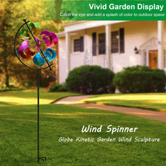 XPSCOCO wind spinner with thickened metal stake installed in garden