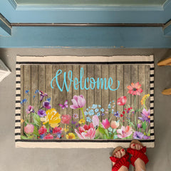 Xsinufn welcome mat showing rubber backing