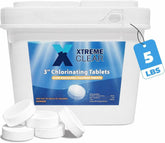 XtremepowerUS 5 lbs swimming pool chlorine tablets in white bucket