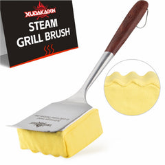 XUDAKAIXIN Bristle-Free Steam Cleaning Grill Brush front view with aramid fiber pad