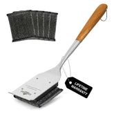 XUDAKAIXIN Grill Brush front view with stainless steel handle