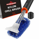 XUDAKAIXIN Nylon Grill Brush front view with blue handle