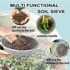XULIFU Soil Sifter capturing dirt and rocks