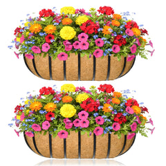 XXFBJNMD 16 Inch Window Box Railing Planter front view with coco liner