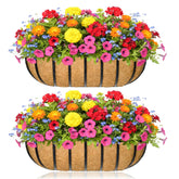 XXFBJNMD 36-inch railing planter front view with natural coco liner