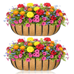 XXFBJNMD 36-inch railing planter front view with natural coco liner