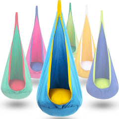 Y-STOP Kids Pod Swing Seat in blue and yellow color