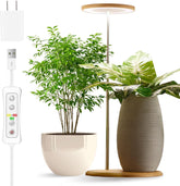 yadoker Bamboo Mini LED Grow Light front view with bulb