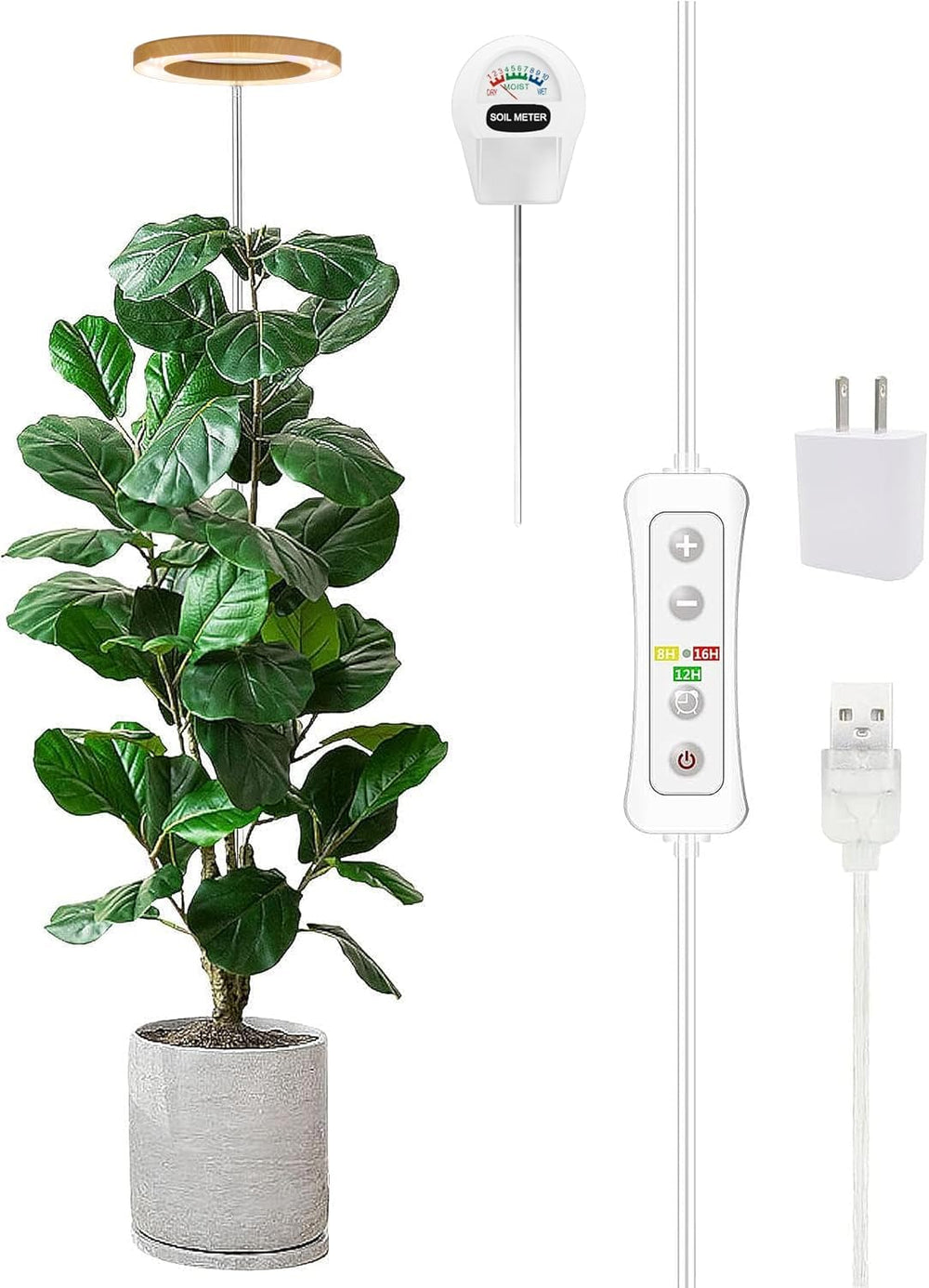 yadoker Plant Grow Light front view with adjustable height