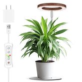 yadoker Plant Grow Light with walnut wood grain finish