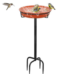 YALINKA Freestanding Birdbath Bowl front view with brown finish