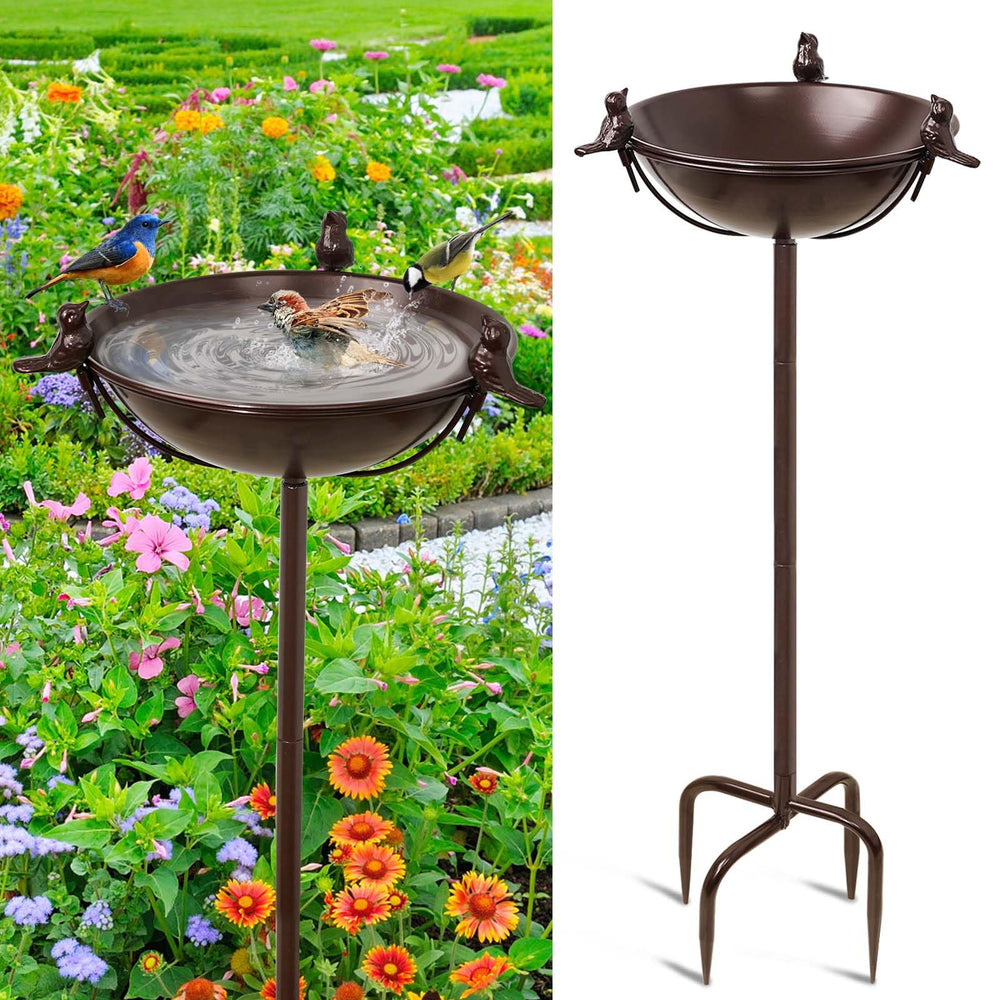 YALINKA Freestanding Birdbath Bowl in brown, front view