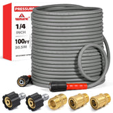 YAMATIC 100FT Flexible Pressure Washer Hose gray model front view