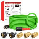 YAMATIC 25FT pressure washer hose front view in green