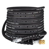 YAMATIC 3/8 inch Pressure Washer Hose 35FT black rubber front view