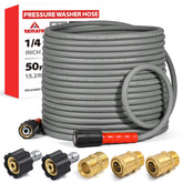 YAMATIC 50FT pressure washer hose gray color front view