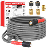 YAMATIC Flexible Pressure Washer Hose 25FT gray front view
