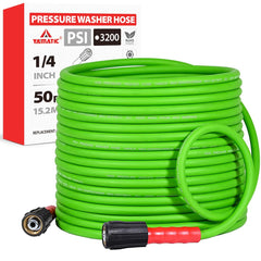YAMATIC Flexible Pressure Washer Hose 50 FT green model front view