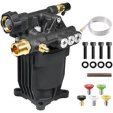 YAMATIC Pressure Washer Pump front view showing aluminum head