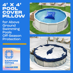 Yankee Pool Pillow 4x4 ft winter pool pillow blue with dual valve