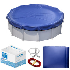 Yankee Pool Pillow Winter Pool Cover 12 ft Round, Blue, front view